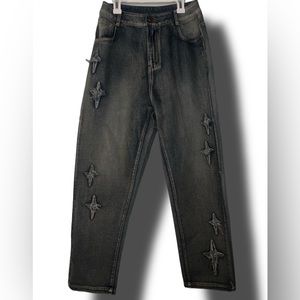 Aelfric Eden star embroidered washed jeans sandollar